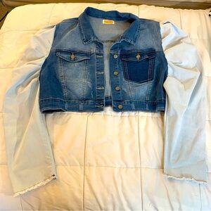 Distressed Crop Puff Sleeve Denim jacket